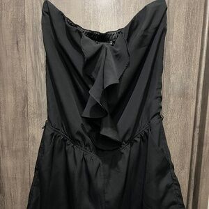 Express Black Strapless Ruffle Romper